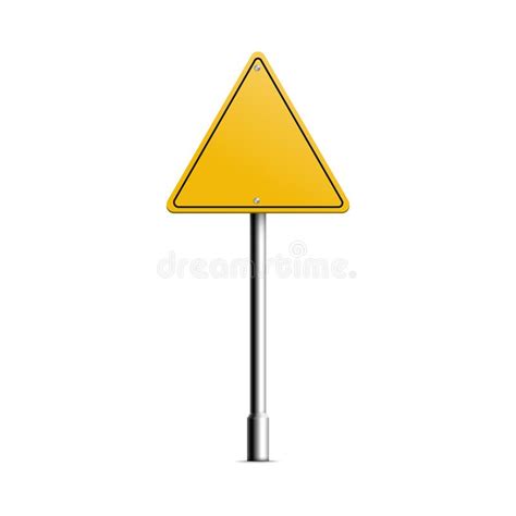 Realistic Blank Yellow Street Sign In Triangle Shape Road Safety