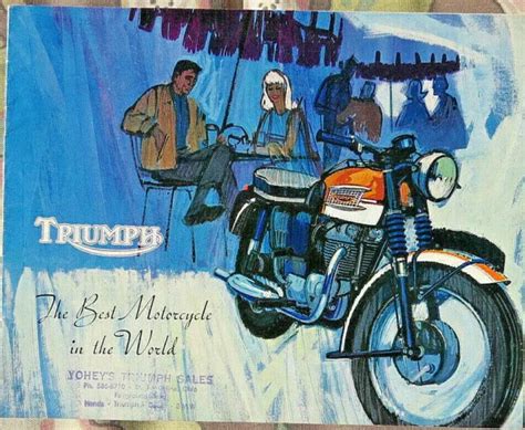 1965 Triumph Motorcycle Large Color Brochure Catalog All Models 12 Pg
