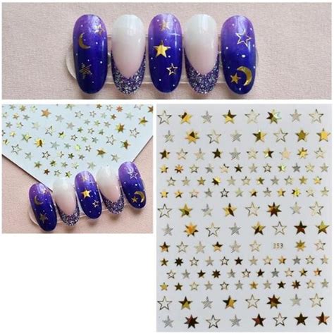 3d Star Nail Stickers United Kingdom Laser Gold Star Nail Art