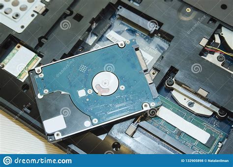 Inside The Computer Electronic Components Of Laptop Stock Photo
