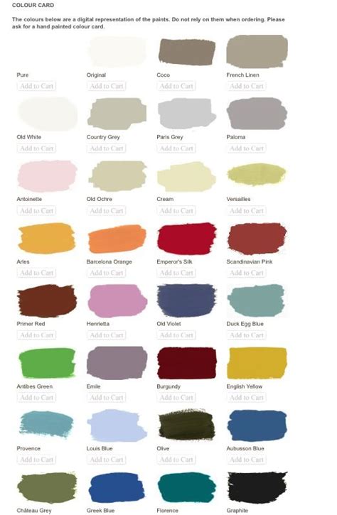 Annie Sloan Chalk Paint Colour Chart Paint Color Ideas