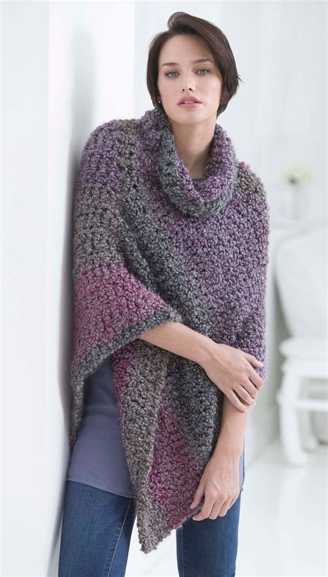 Cozy Cowl Poncho Crochet Lion Brand Yarn