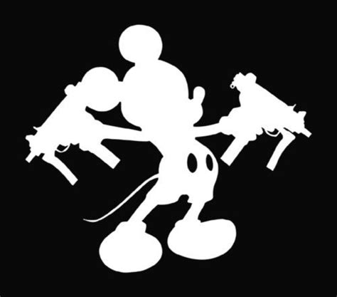 Mickey Mouse With Uzi Guns Die Cut Vinyl Sticker Decal Blasted Rat