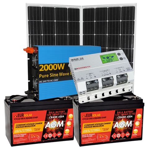 300W 24V Solar Panel Kit with AGM 100Ah Batteries 2000W Inverter MPPT