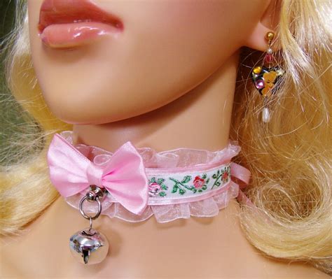 any size choker collar pink lace bell ddlg kitten neko kawaii sissy cute plus ebay