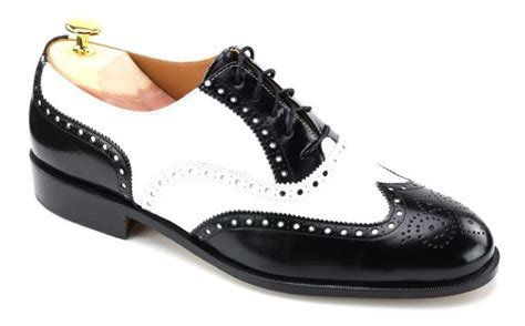Chicago Mens Black And White Two Tone Brogue Spectator Shoes Two Tone