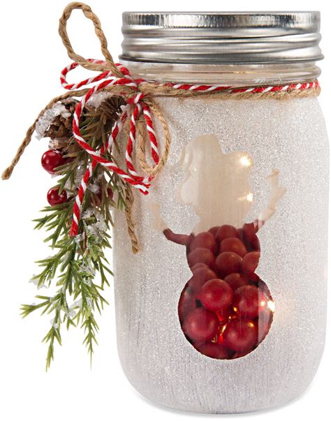 Snowman Led Lit Mason Jar Mason Jar Christmas Decorations Christmas