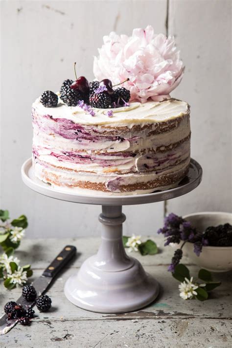 Blackberry Lavender Naked Cake With White Chocolate Buttercream Half