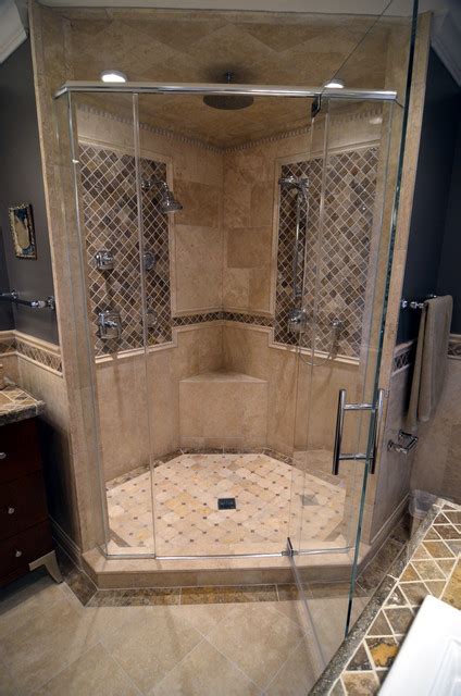 This do it yourself video shows how to tile outside corner without bullnose. Stone Walk-In-Shower - Mediterranean - Bathroom - milwaukee - by Prava Luxury Tile & Stone