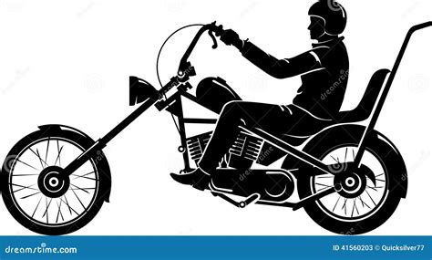 Easy Rider Chopper Motorcycle Isolated Illustration Side View Vintage