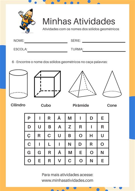 Atividades Com Os Nomes Dos Sólidos Geométricos