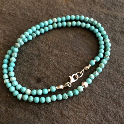 Turquoise Choker Necklace Sterling Silver Blue Turquoise Etsy Uk