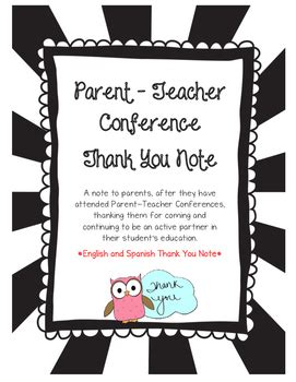 The importance of saying thank you in spanish. Parent-Teacher Conference Thank You Note- English and ...