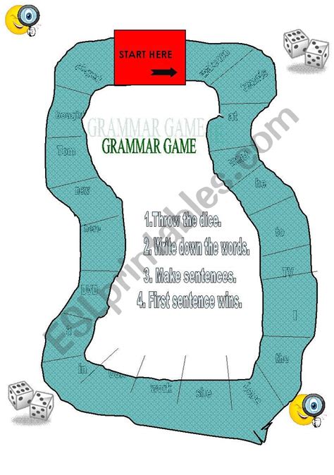 Grammar Board Game Esl Worksheet By Renca