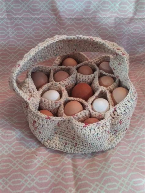 Bakers Dozen Egg Cellent Collecting Basket Etsy Crochet Chicken Crochet Basket Cotton Yarn