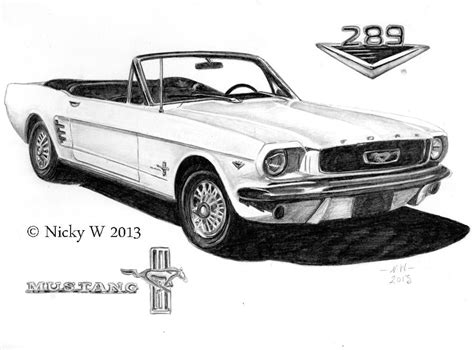 Graphite Pencil Drawing Of 1966 Ford Mustang Mustang Ford Mustang