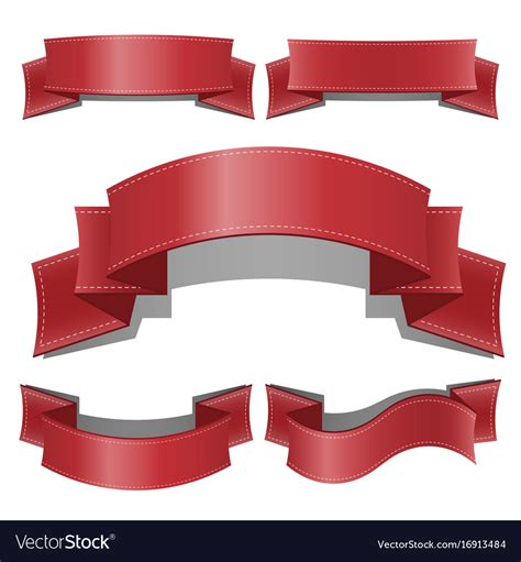 Red Glossy Ribbon Banners Set Web Ribbons Vector Image