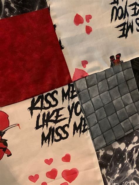 Deadpool Kiss Me Like You Miss Me Unfinished Quilt Blocks Etsy