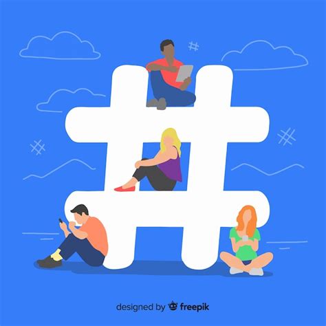 Free Vector Young People With Hashtag Symbol