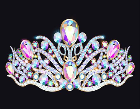 Crown Tiara Women With Glittering Precious Stones Stock Vector
