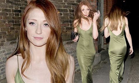 Nicola Roberts Highlights Stunning Red Hair With Green Silk Gown At