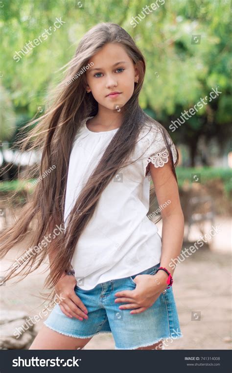 Beautiful School Girl Long Hair Park Stock Photo 741314008 Shutterstock