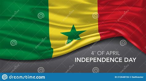 Senegal Happy Independence Day Greeting Card Banner With Template Text