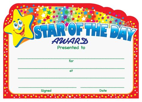 Star Of The Day Certificate School Merit Stickers