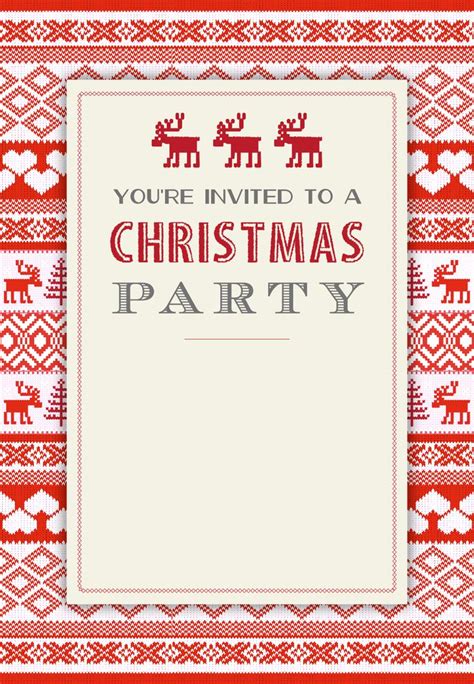 sweaters pattern  printable christmas invitation