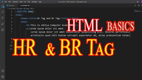 Hr And Br Tag In Html Hr Tag And Br Tag In Html In Hindi Class Part Youtube