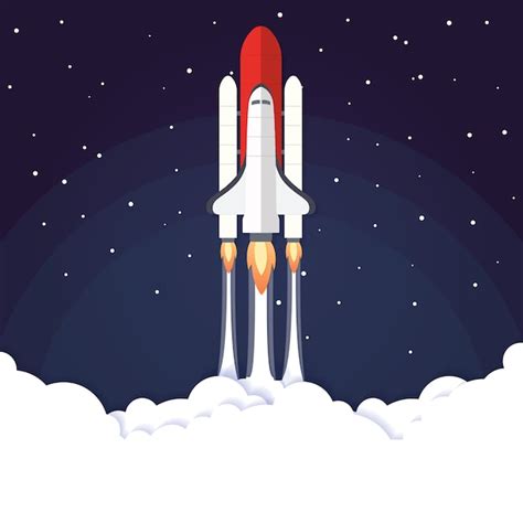 Vector Illustration Concept Rocket Launch Premium Vector