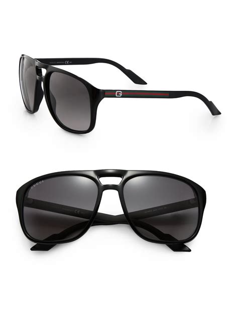 lyst gucci acetate aviator sunglasses in black for men