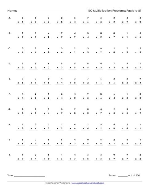 Print out these multiplication worksheets consisting of 100 multiplication problems, also check out all of the other printable math worksheets that we unfortunately, the math curriculum/standards today doesn't allow the time required to help children learn the multiplication facts. Pin on Math' s