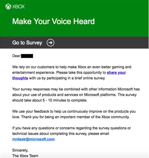 Xbox Email Survey Microsoft Community