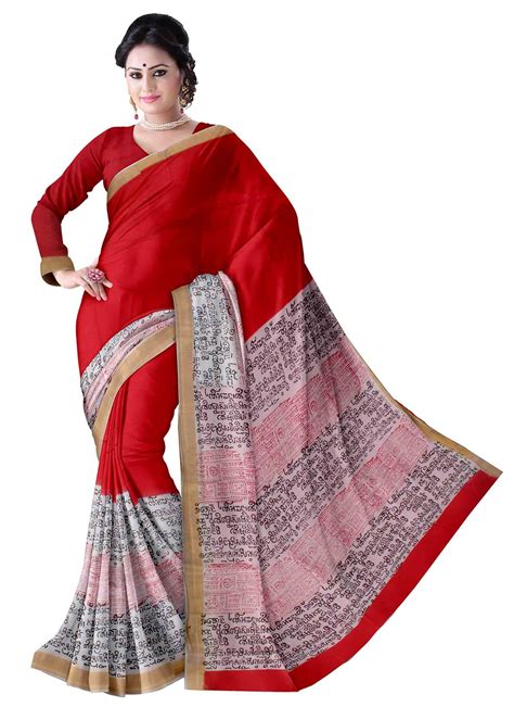 It has been made it is developed for the public works department, kerala. Red and White Printed Half & Half Kerala Cotton Saree and ...