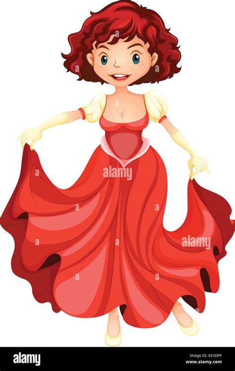 Beautiful Girl In Red Dress Illustration Stock Vector Image And Art Alamy