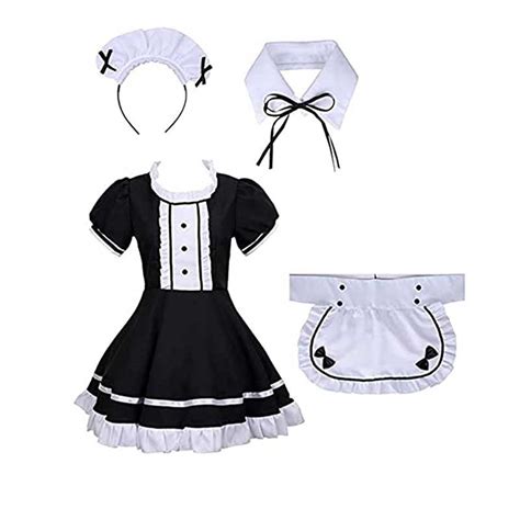 Women Maid Dress Short Sleeve Lolita Dress French Apron Maid Fancy Cos