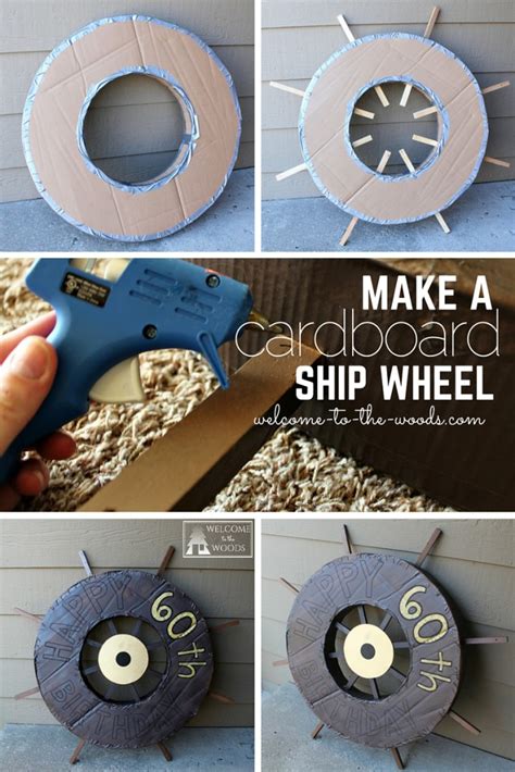 How to make a cardboard box car. Cardboard Ship Wheel and Fake Portholes - welcome to the woods