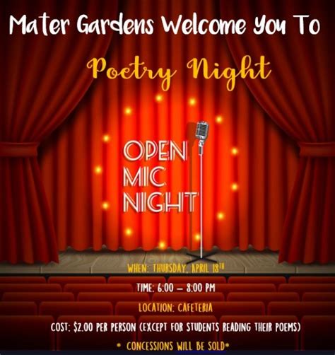 MGA Poetry Night 4/18/19 - News and Announcements - Mater Gardens Academy