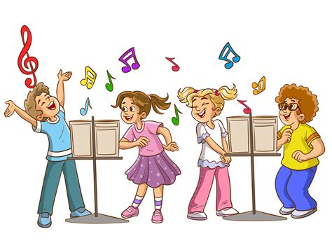 Cartoon Group Of Children Singing In The School Choir 13731016 Vector