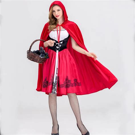 little red riding hood costume for women fancy adult halloween cosplay fantasia dress cloak