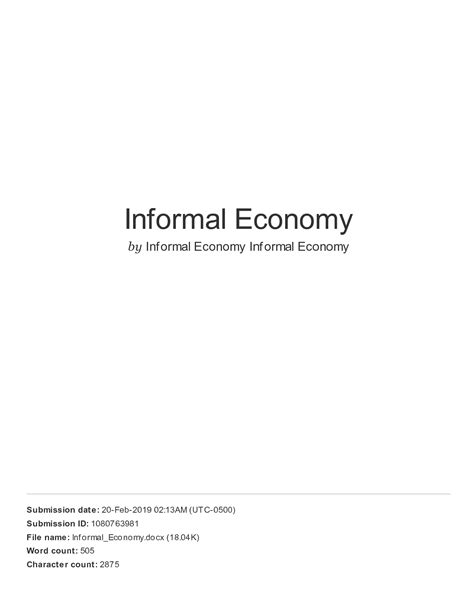 Solution Informal Economy Studypool