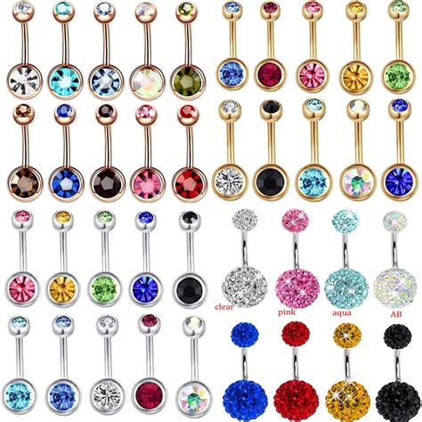 TIANCIFBYJS 14G Belly Button Rings Stainless Steel Curved Barbell Navel