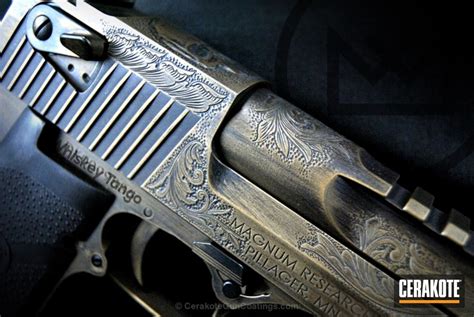 Battleworn Hand Engraved Desert Eagle Handgun By Web User Cerakote