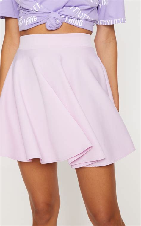 Lilac Scuba Skater Skirt Plus Size Prettylittlething