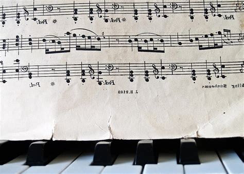 Notes Piano Sheet Music Keys Old Antique Torn Score Music