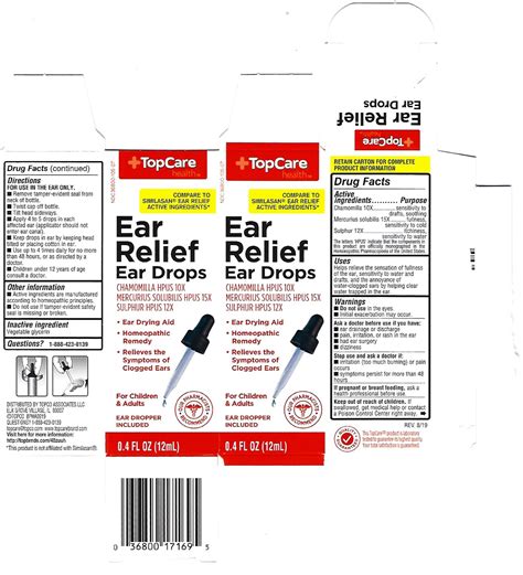 Top Care Ear Relief Ear Drops - Topco Associates LLC: Package Insert
