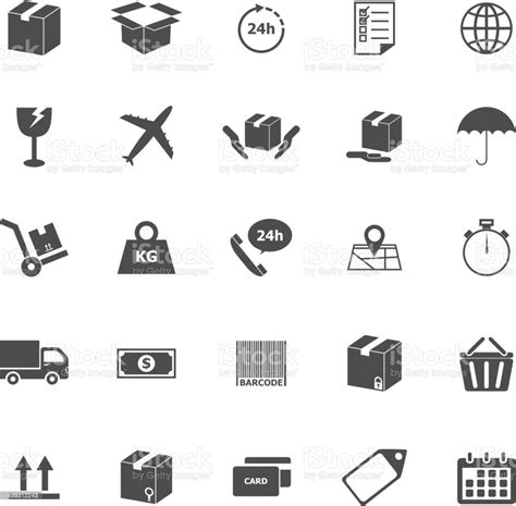 Shipping Icons On White Background Stock Illustration Download Image