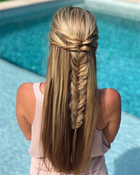 Half Up Fishtail Braid For Party Party Hairstyles For Long Hair Long