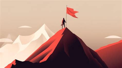 Premium Ai Image Businessman With Flag Standing On Mountain Top
